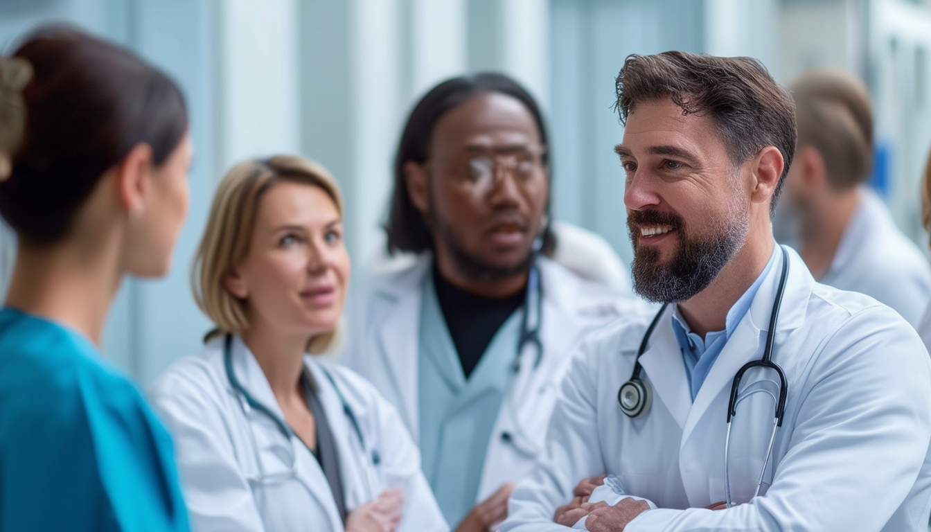 A diverse team of healthcare professionals working